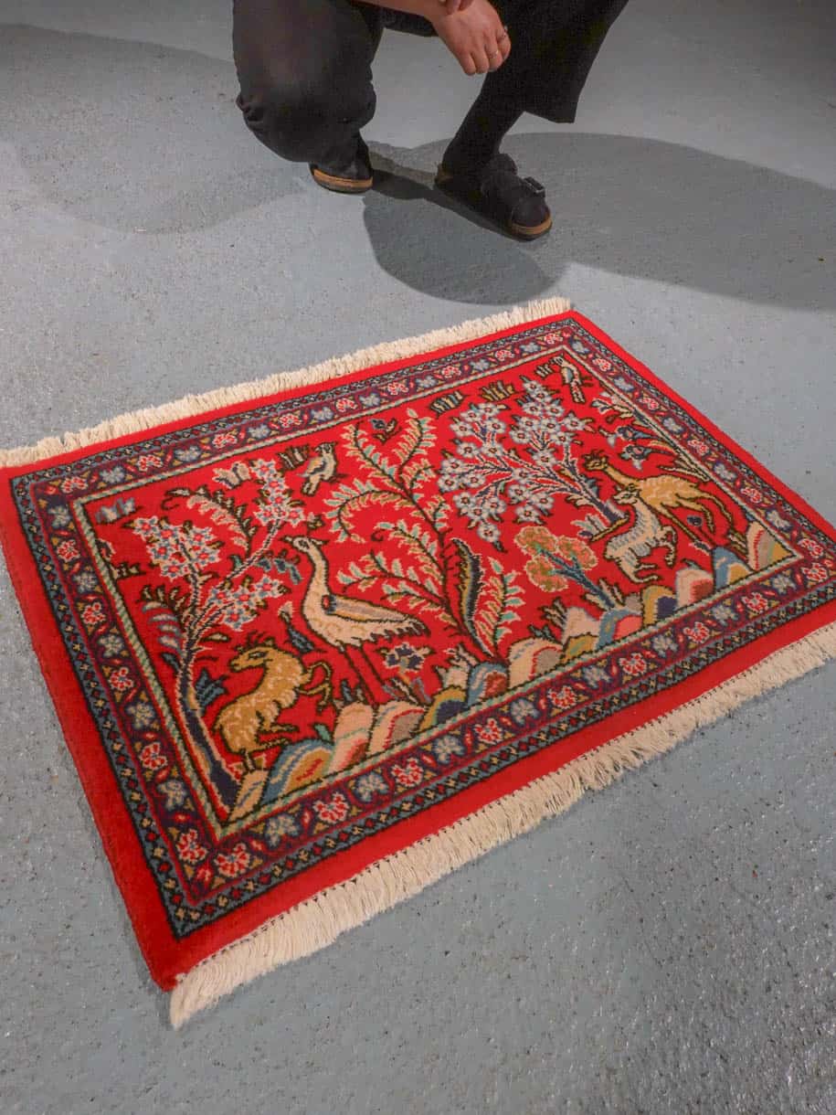 lumoava pieni eläinaiheinen sarouk 78 x 56 cm