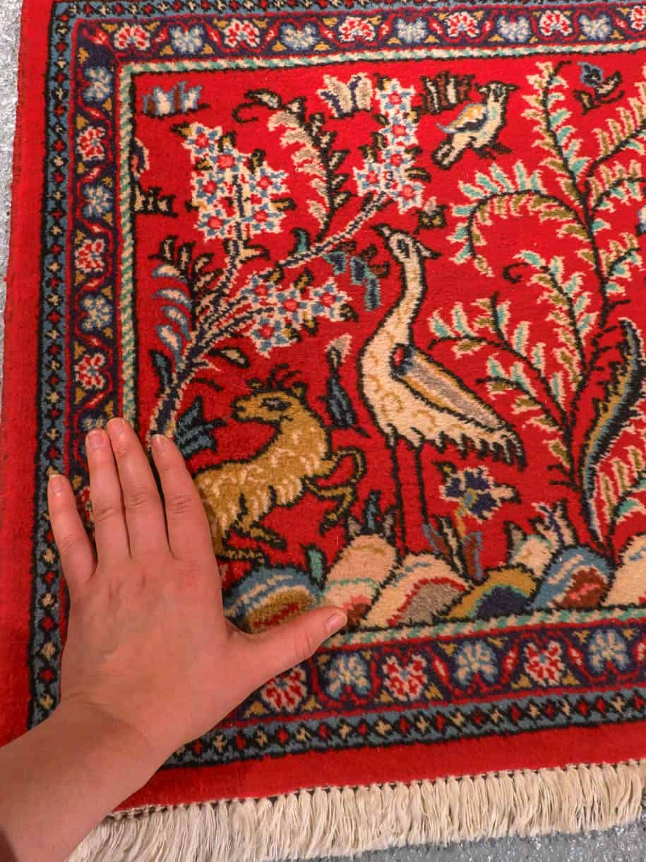 lumoava pieni eläinaiheinen sarouk 78 x 56 cm