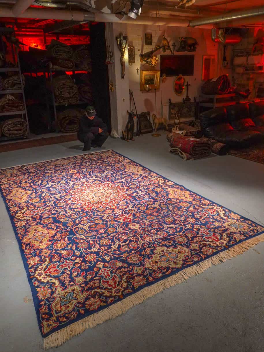 Äärimmäisen harvinainen sininen keshan 360 x 228 cm