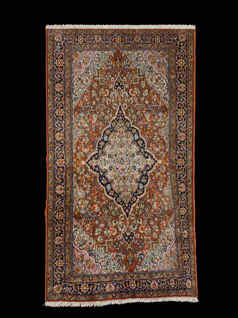 Silkkimatto - Koristeellisen juhlallinen Kashmir - 153 x 91 cm, ylhäältä kuvattu