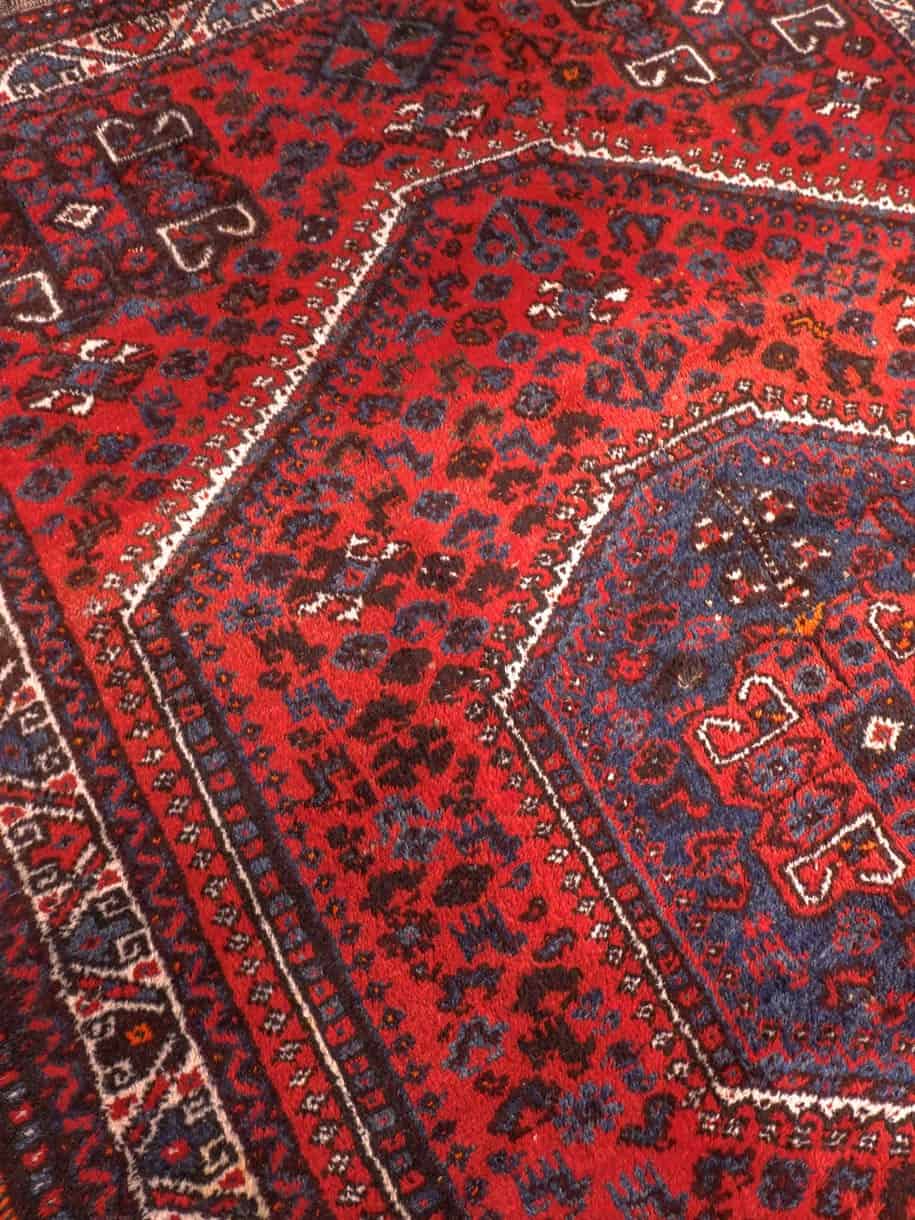 Punainen käsinsolmittu Gasghai-villamatto, 295 × 200 cm