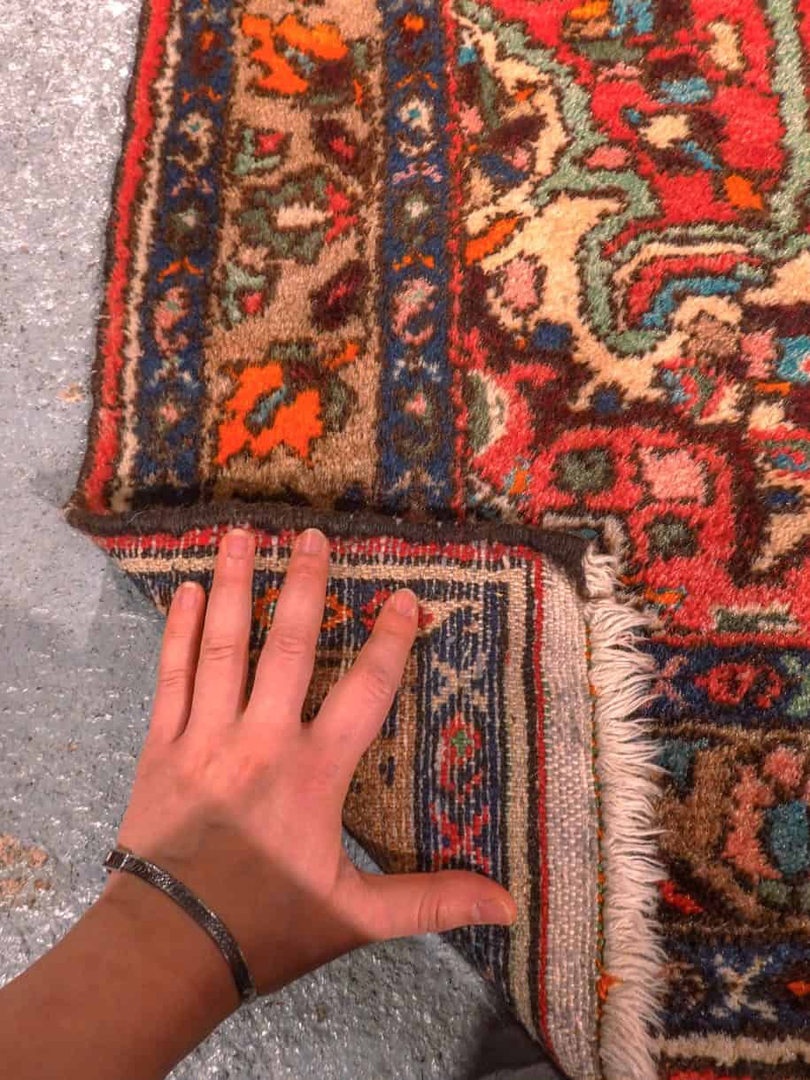Punainen käsinsolmittu Hamadan-villamatto, 164 × 111 cm