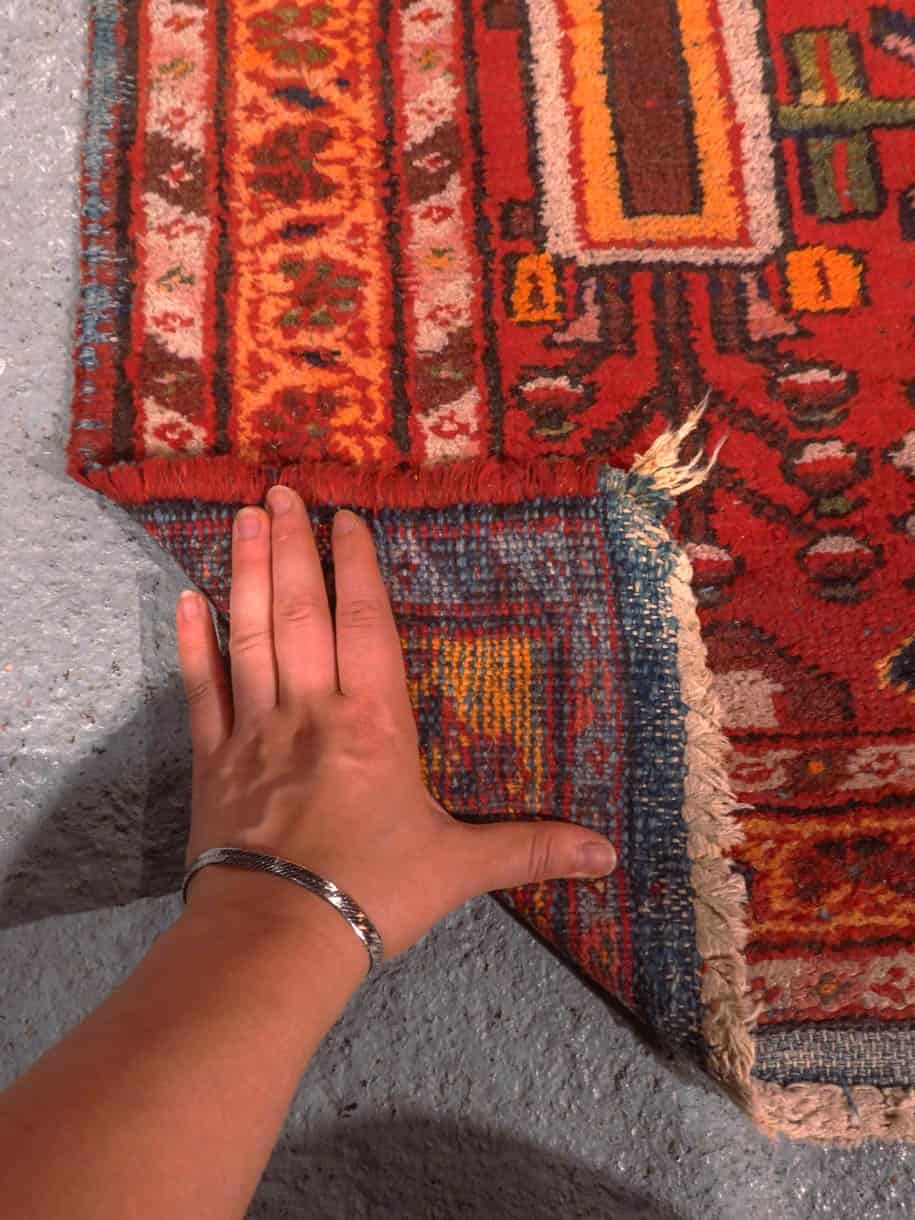 Punainen käsinsolmittu Hamadan-villamatto, 200 × 125 cm