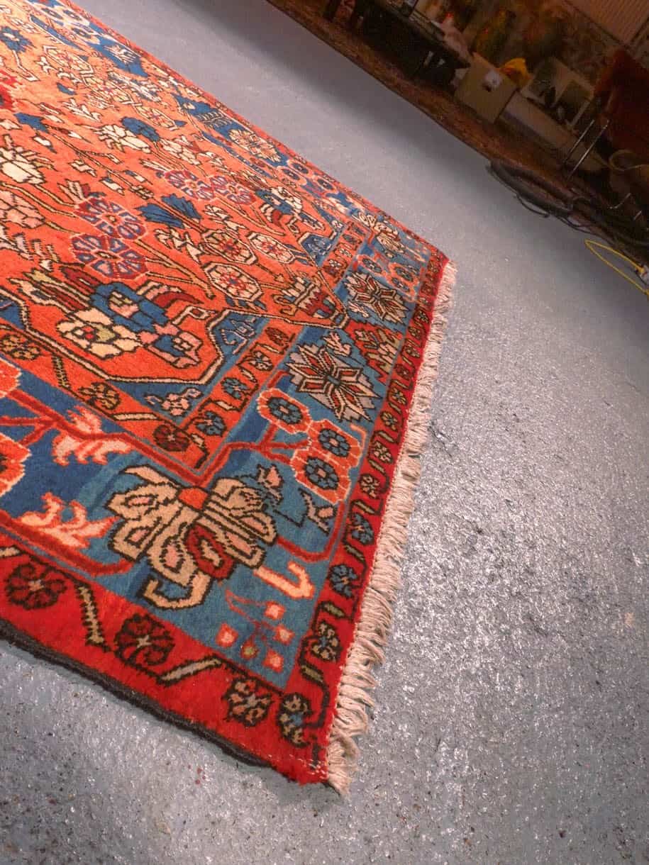 Punainen käsinsolmittu Nahavand-villamatto, 205 × 135 cm