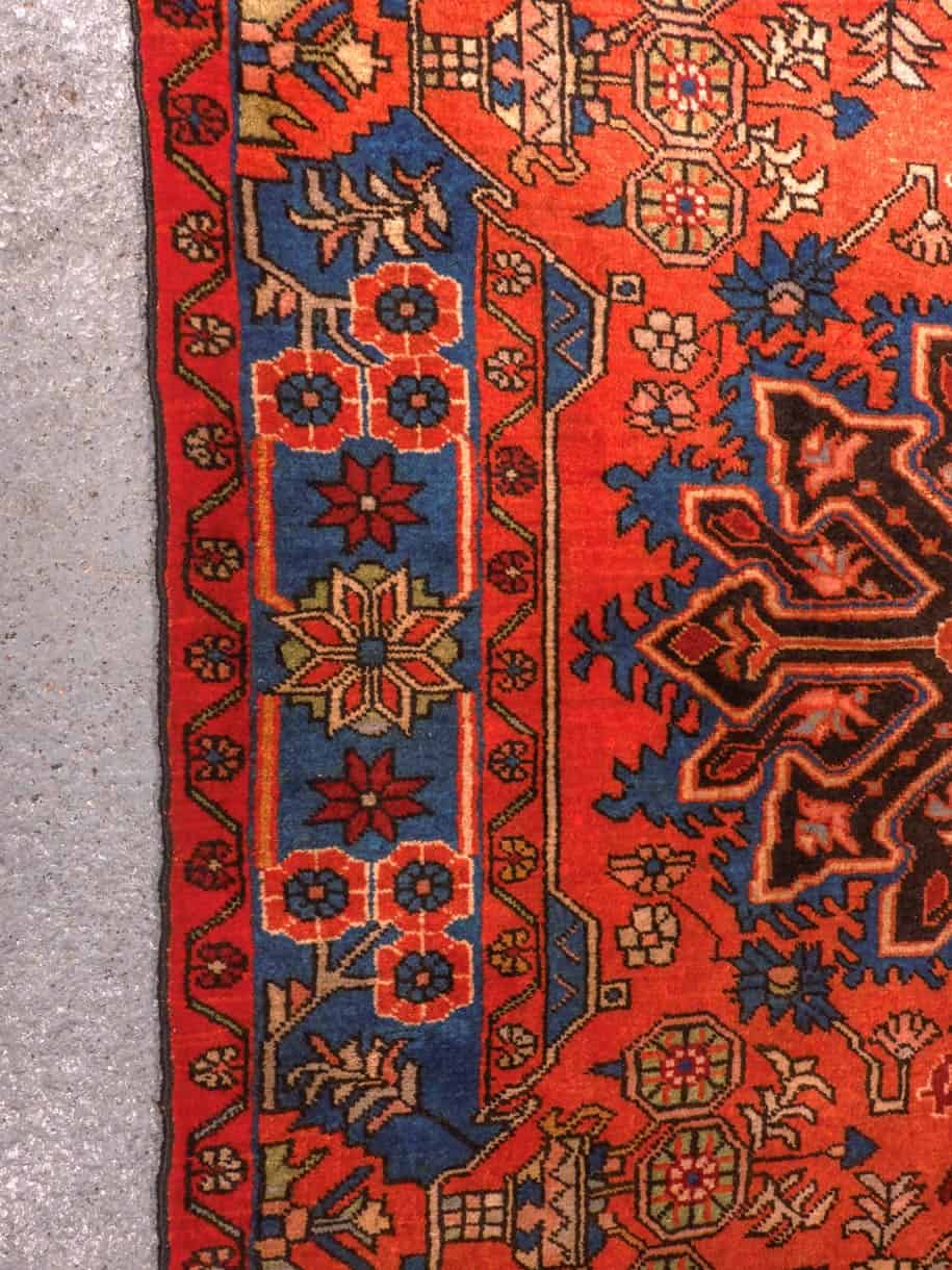 Punainen käsinsolmittu Nahavand-villamatto, 205 × 135 cm