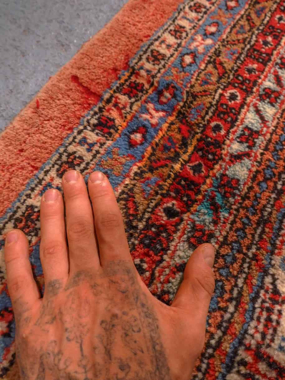 Punainen käsinsolmittu Sarouk Mir-villamatto, 420 × 310 cm