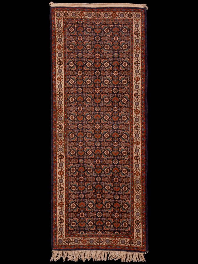 Maanläheinen käsinsolmittu Bijar-villamatto, 158 × 65 cm
