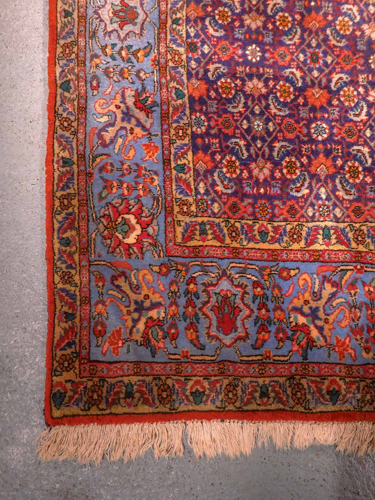 Punainen käsinsolmittu Bijar-villamatto, 305 × 212 cm