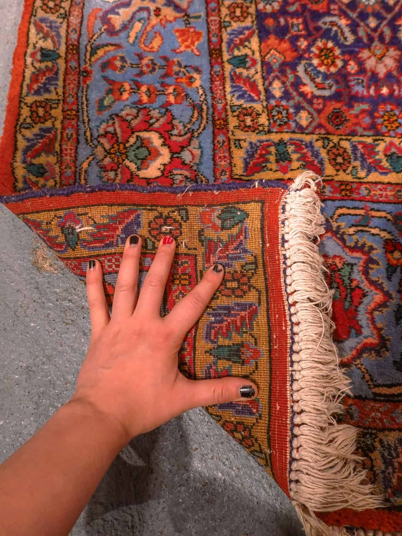 Punainen käsinsolmittu Bijar-villamatto, 305 × 212 cm