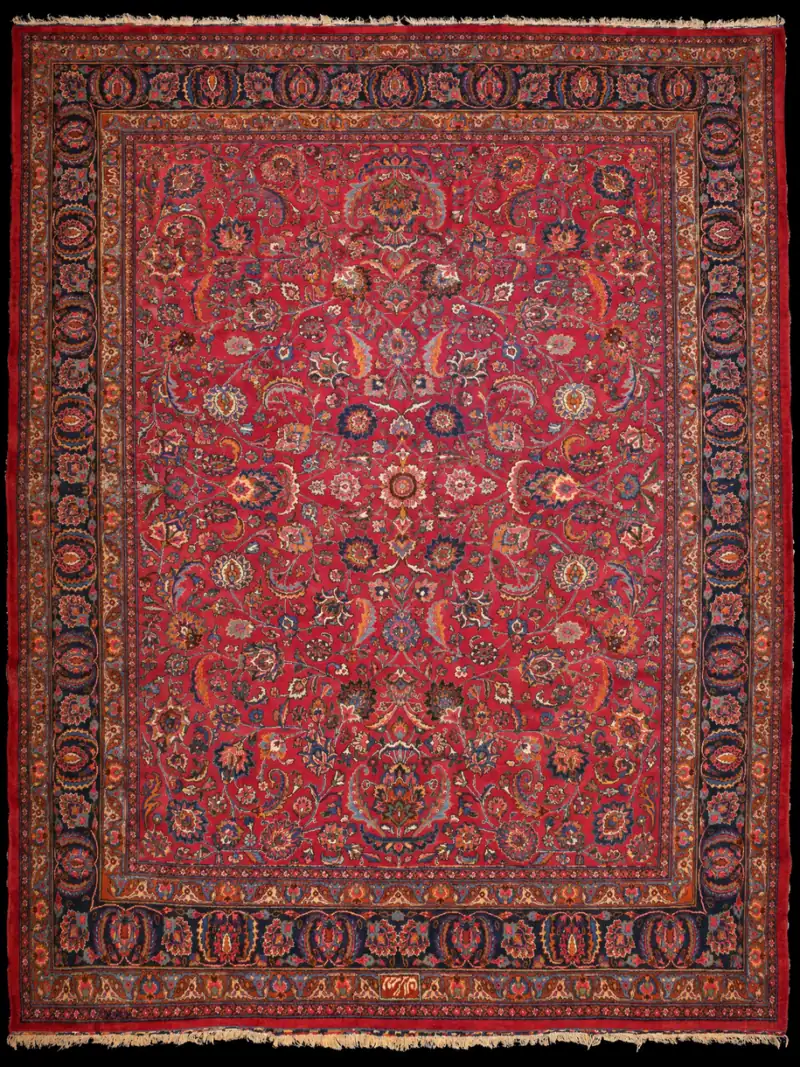 Viininpunainen palatsikokoinen Meshed 1960-luvulta – 400 x 300 cm