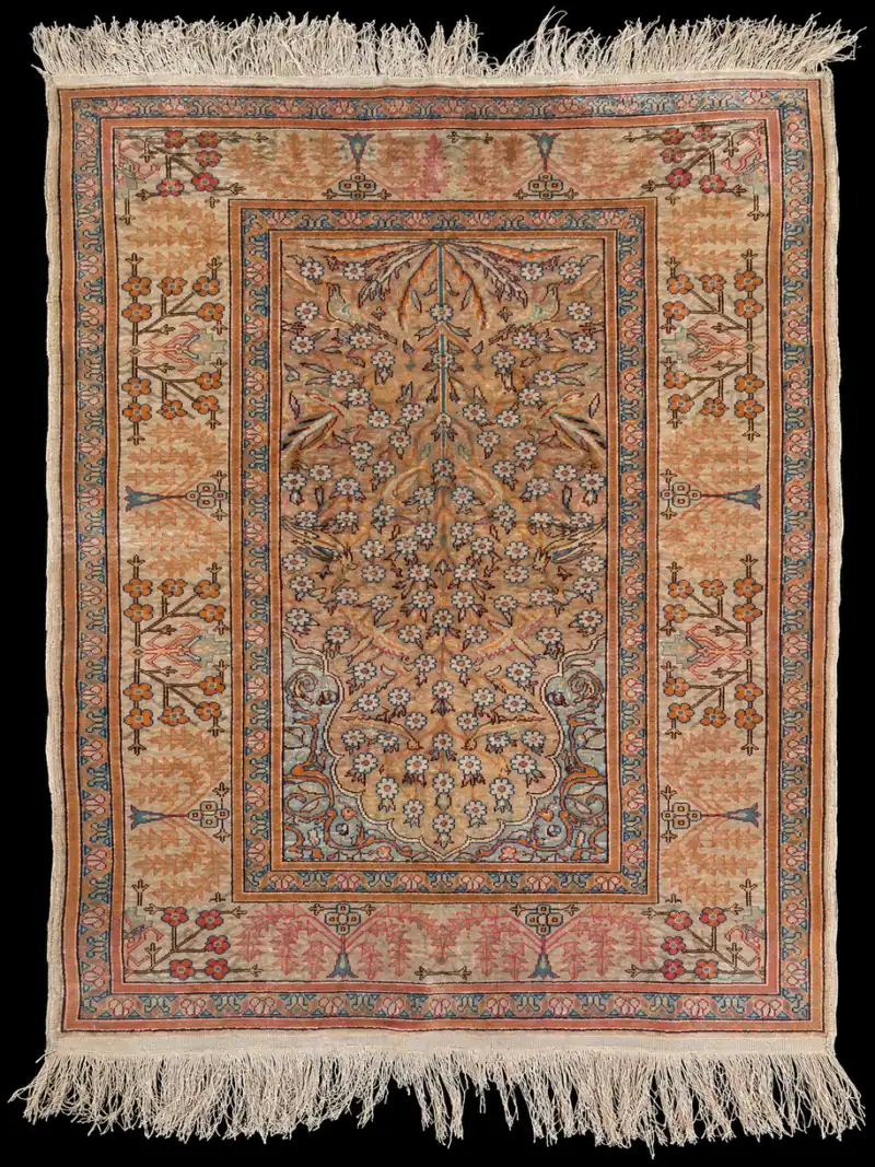 Silkkimatto – Pastellinen elämänpuu-Kashmir – 107 x 81 cm