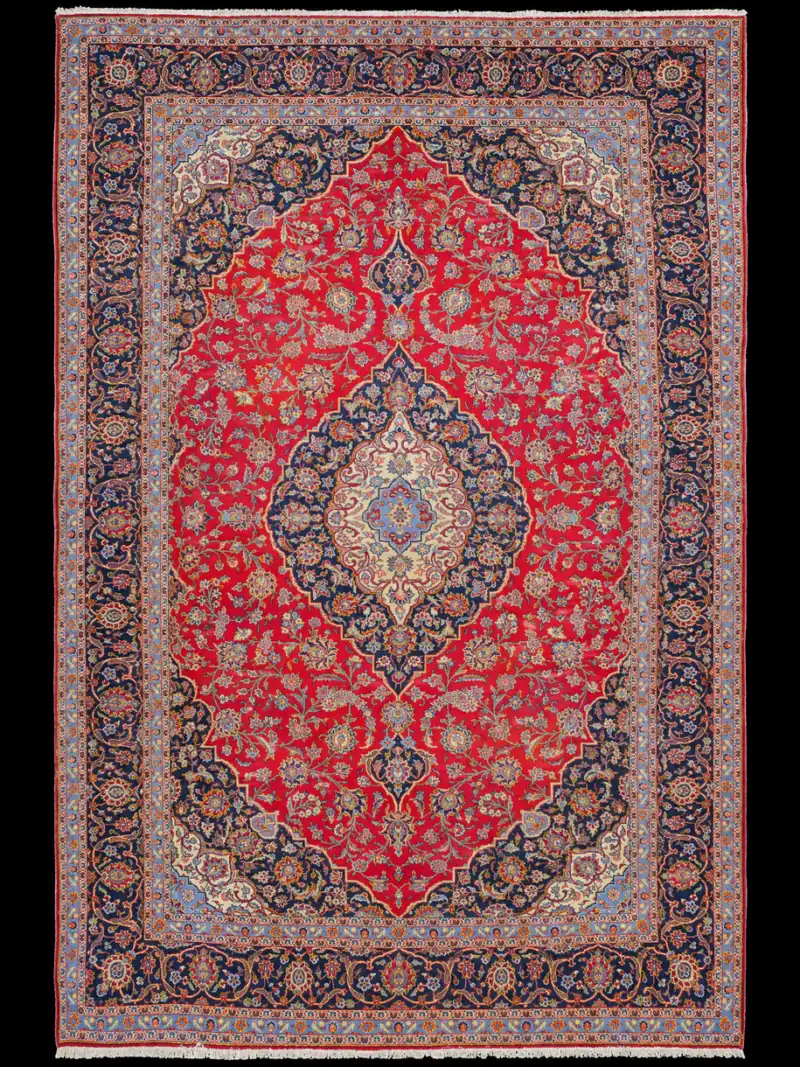 Elegantin yksityiskohtainen perinteinen Keshan - 380 x 250 cm