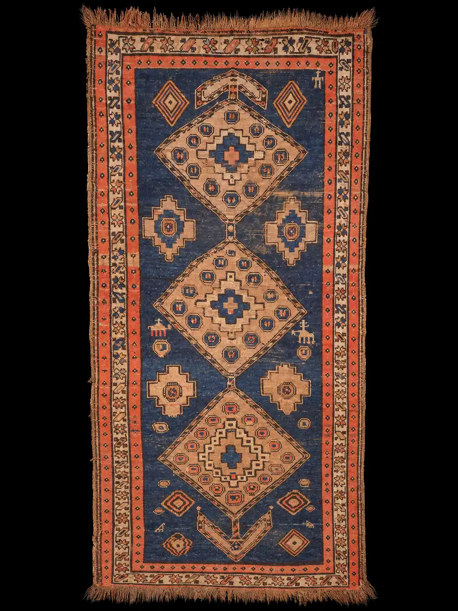 Vaikuttava puoliantiikkinen Malayer-käytävämatto 1940-luvulta - 250 x 125 cm