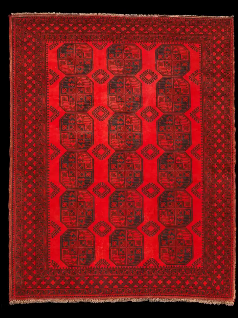 Säkenöivän punainen afgaanimatto - 265 x 206 cm