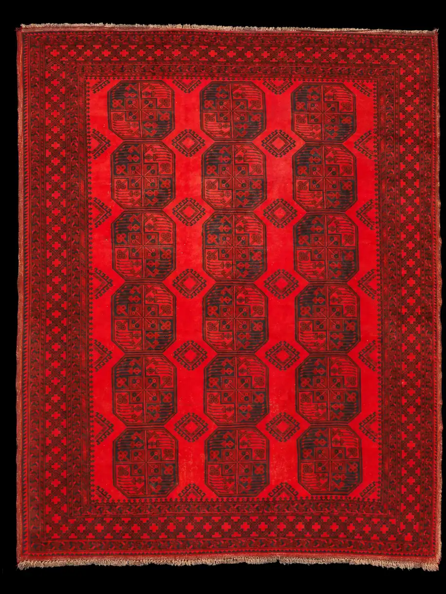 Säkenöivän punainen afgaanimatto - 265 x 206 cm