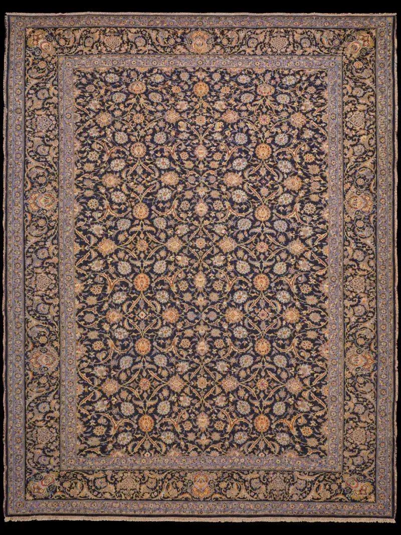Runsaan juhlava yönsininen Keshan – 430 x 330 cm