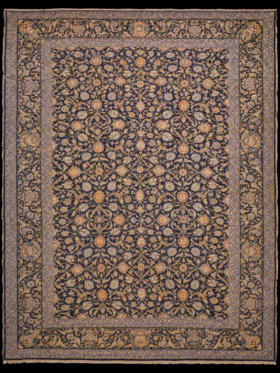 Runsaan juhlava yönsininen Keshan – 430 x 330 cm
