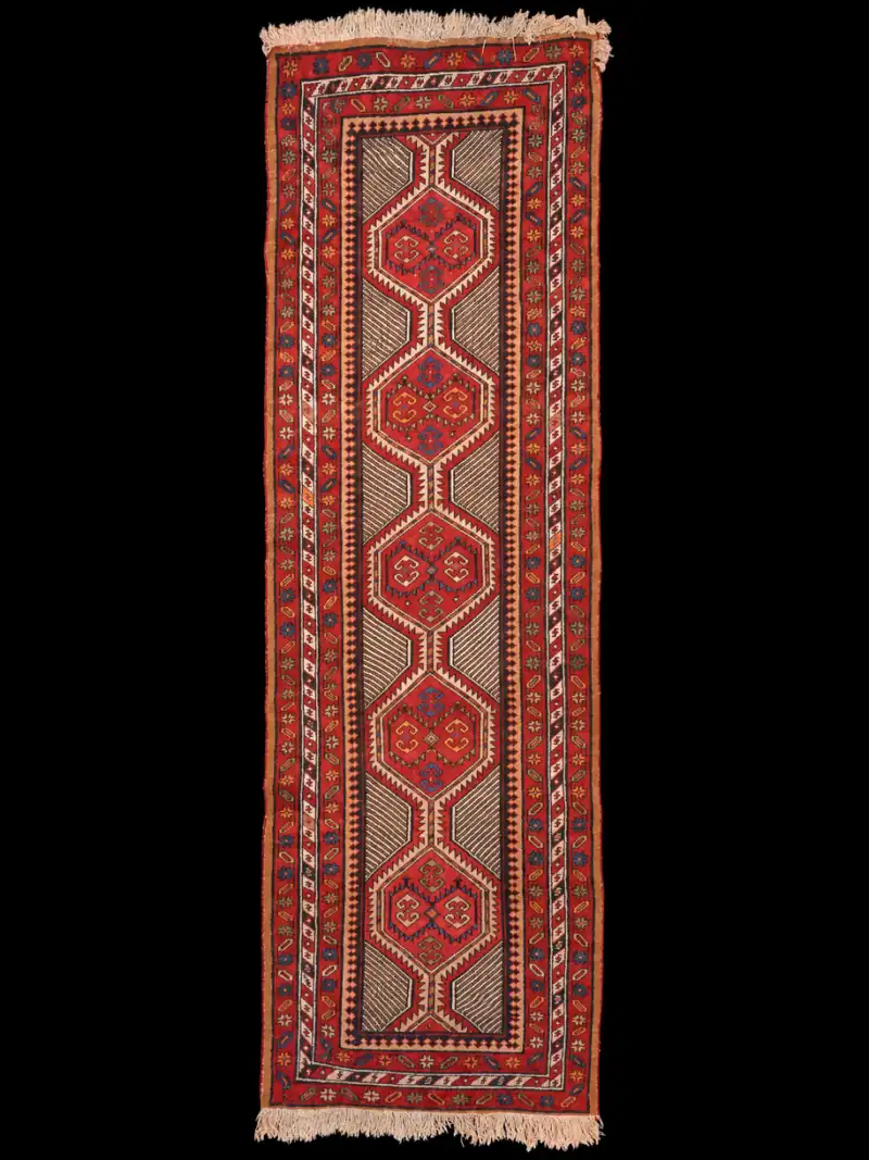 Kauniin geometrinen Sarab-käytävämatto – 310 x 95 cm