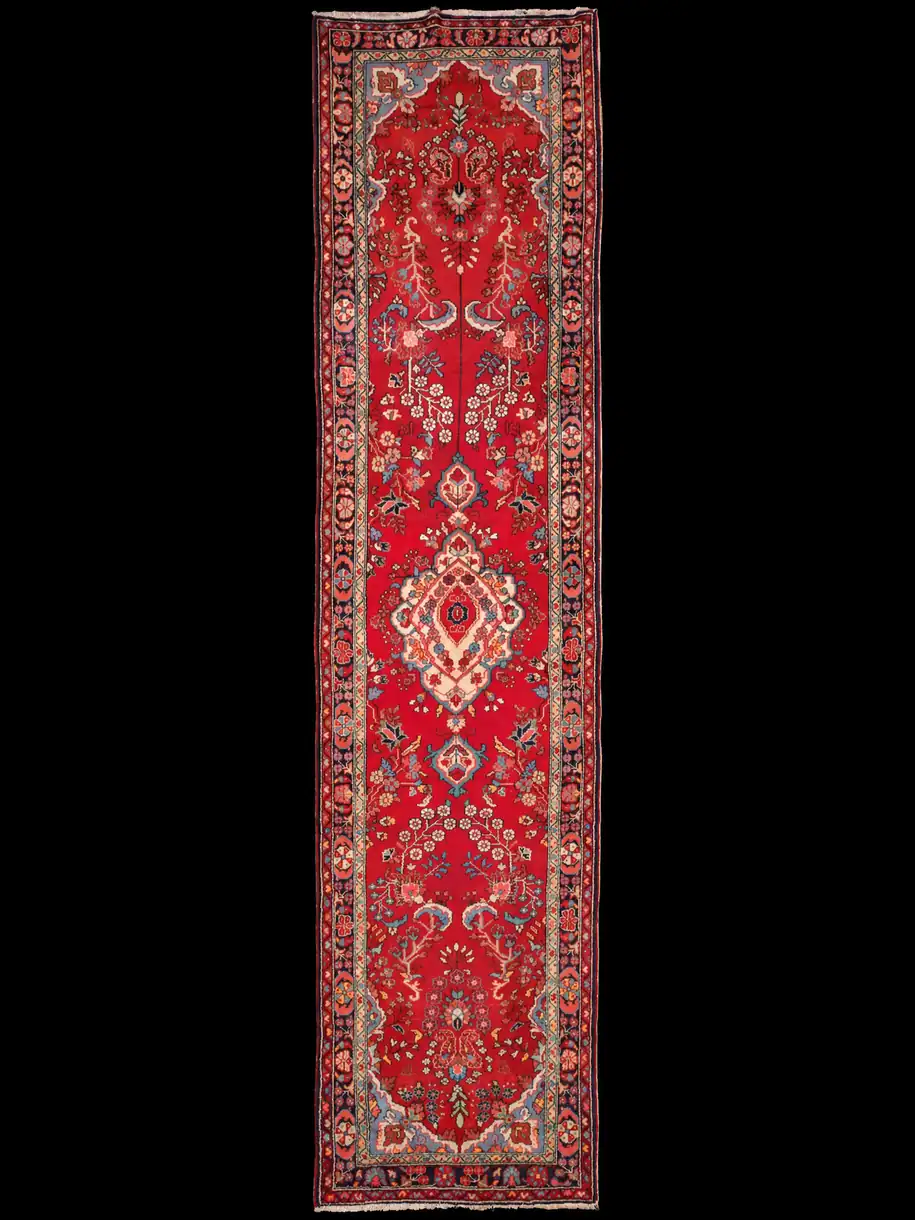 Runsaan kukkakuvioinen Lilihan-käytävämatto – 400 x 95 cm