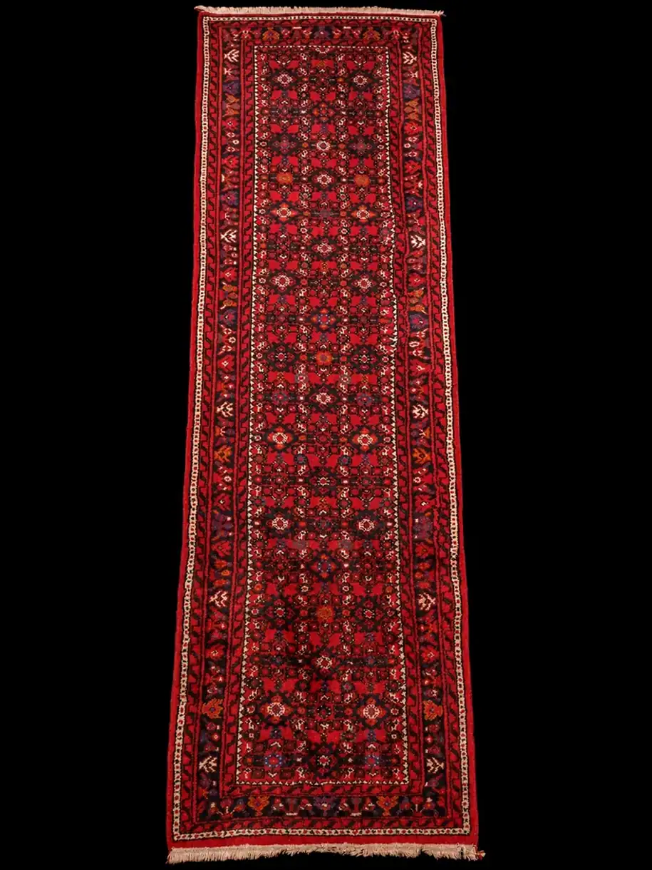 Voimakkaan punainen Hamadan-käytävämatto – 290 x 80 cm