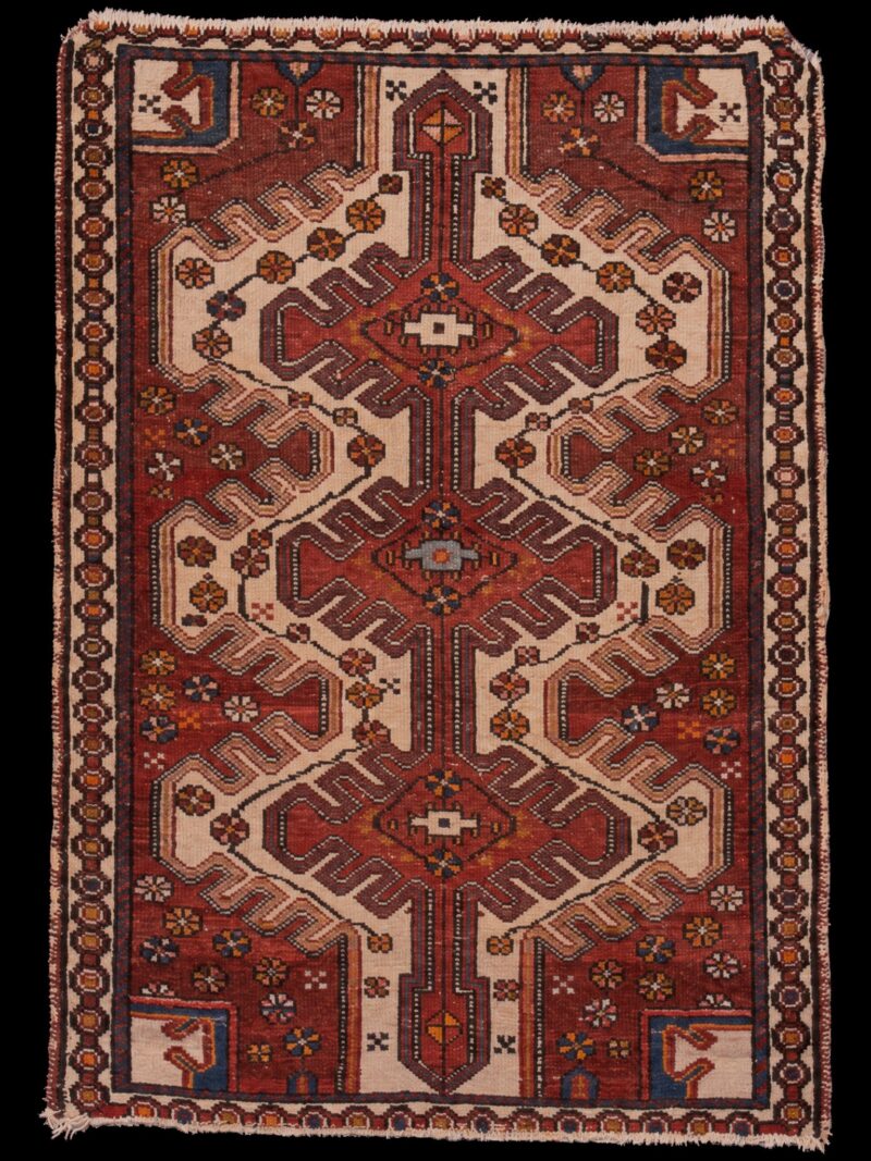 Maanläheinen käsinsolmittu Hamadan-villamatto, 106 × 80 cm