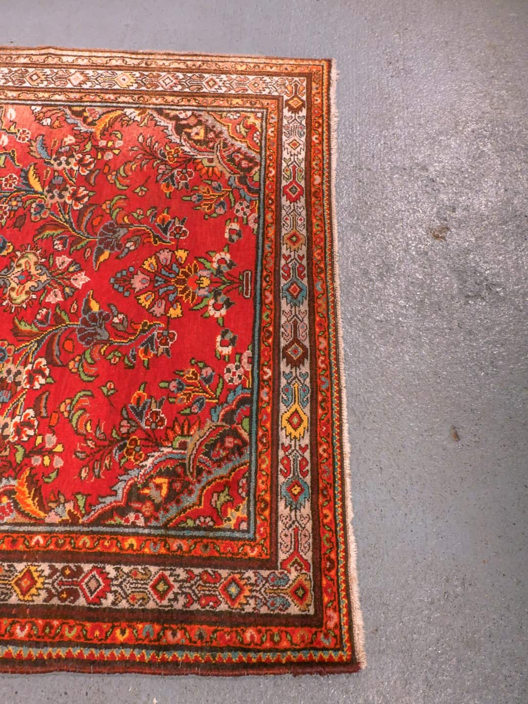 Punainen käsinsolmittu Hamadan-villamatto, 220 × 155 cm