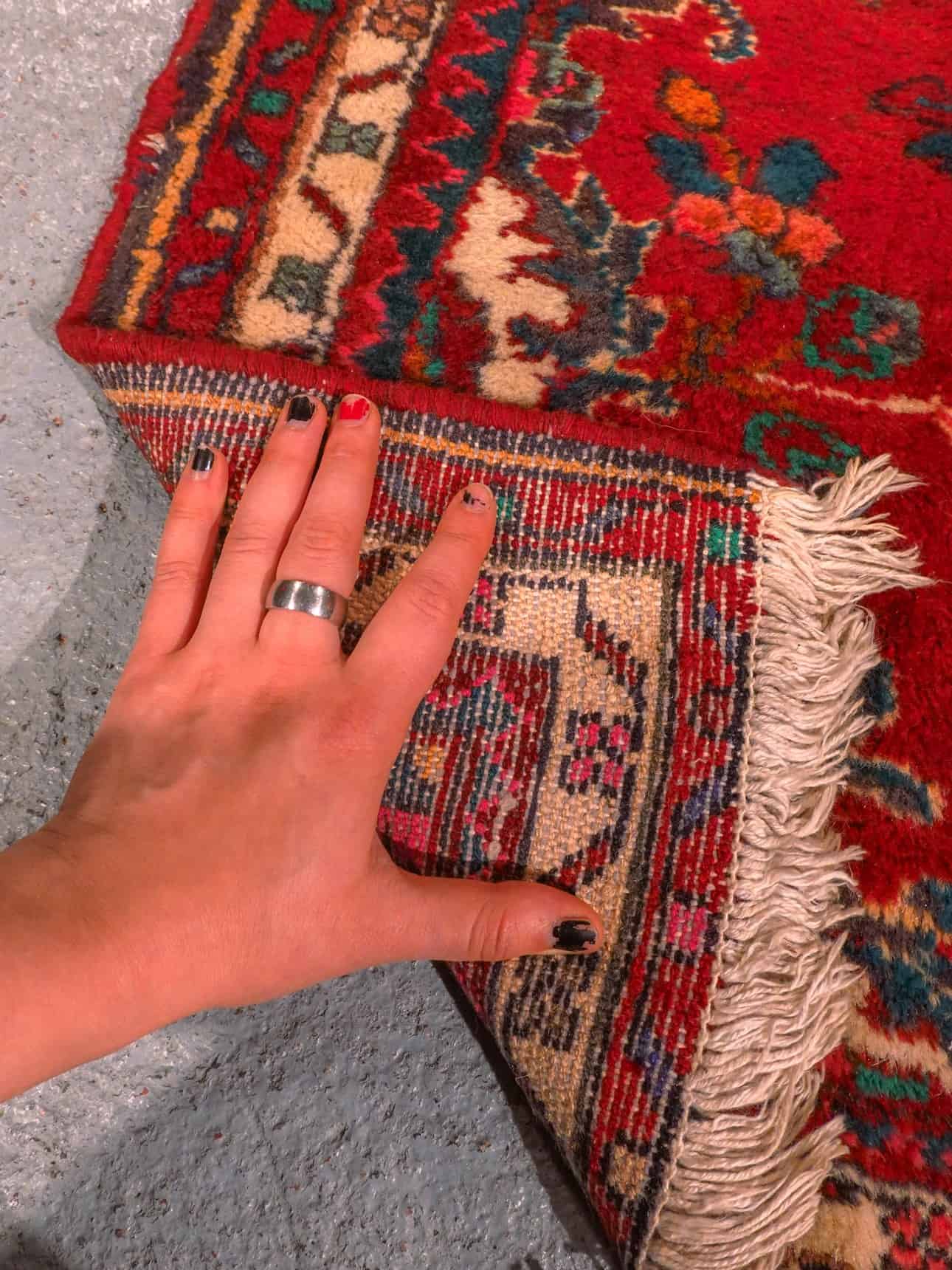 Punainen käsinsolmittu Hamadan-villamatto, 270 × 80 cm