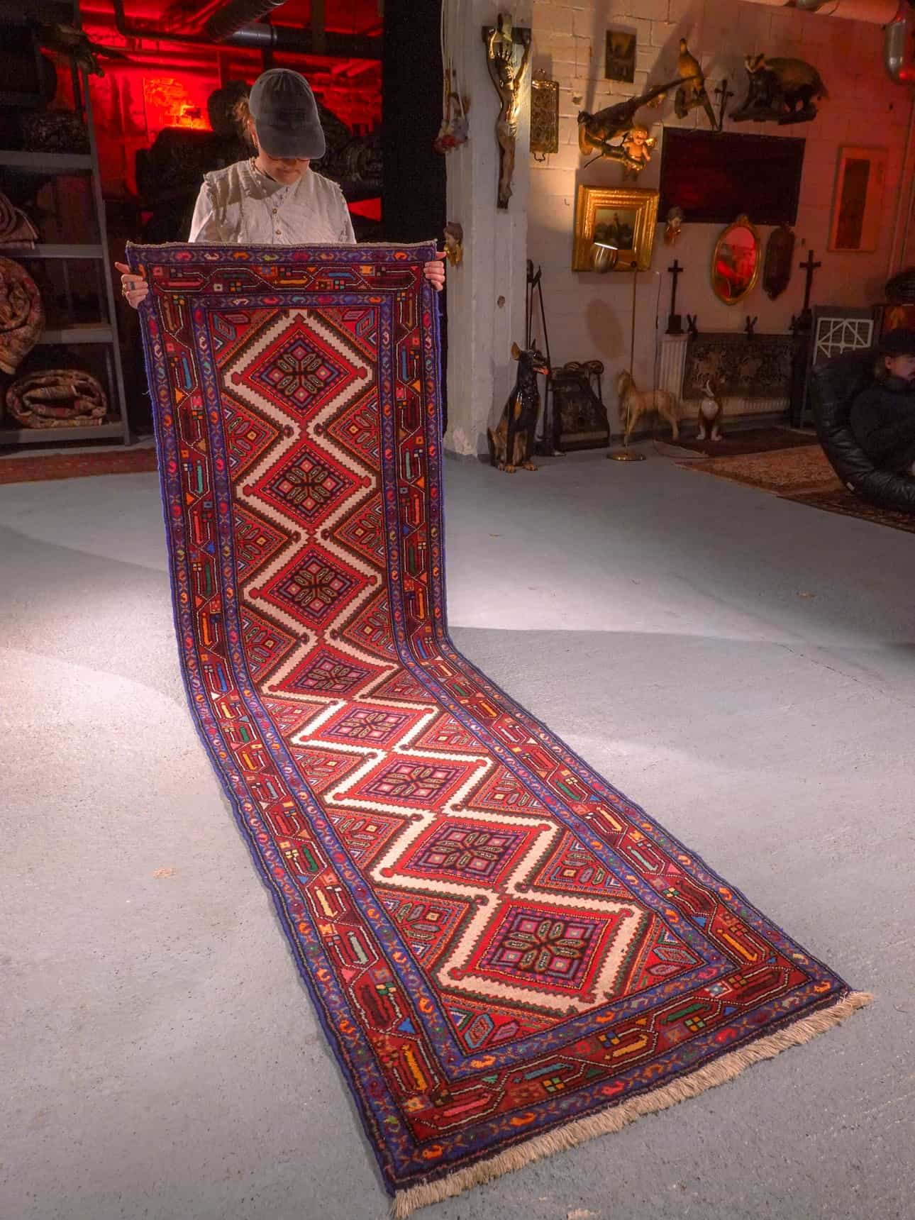 Muu käsinsolmittu Hamadan-villamatto, 280 × 80 cm