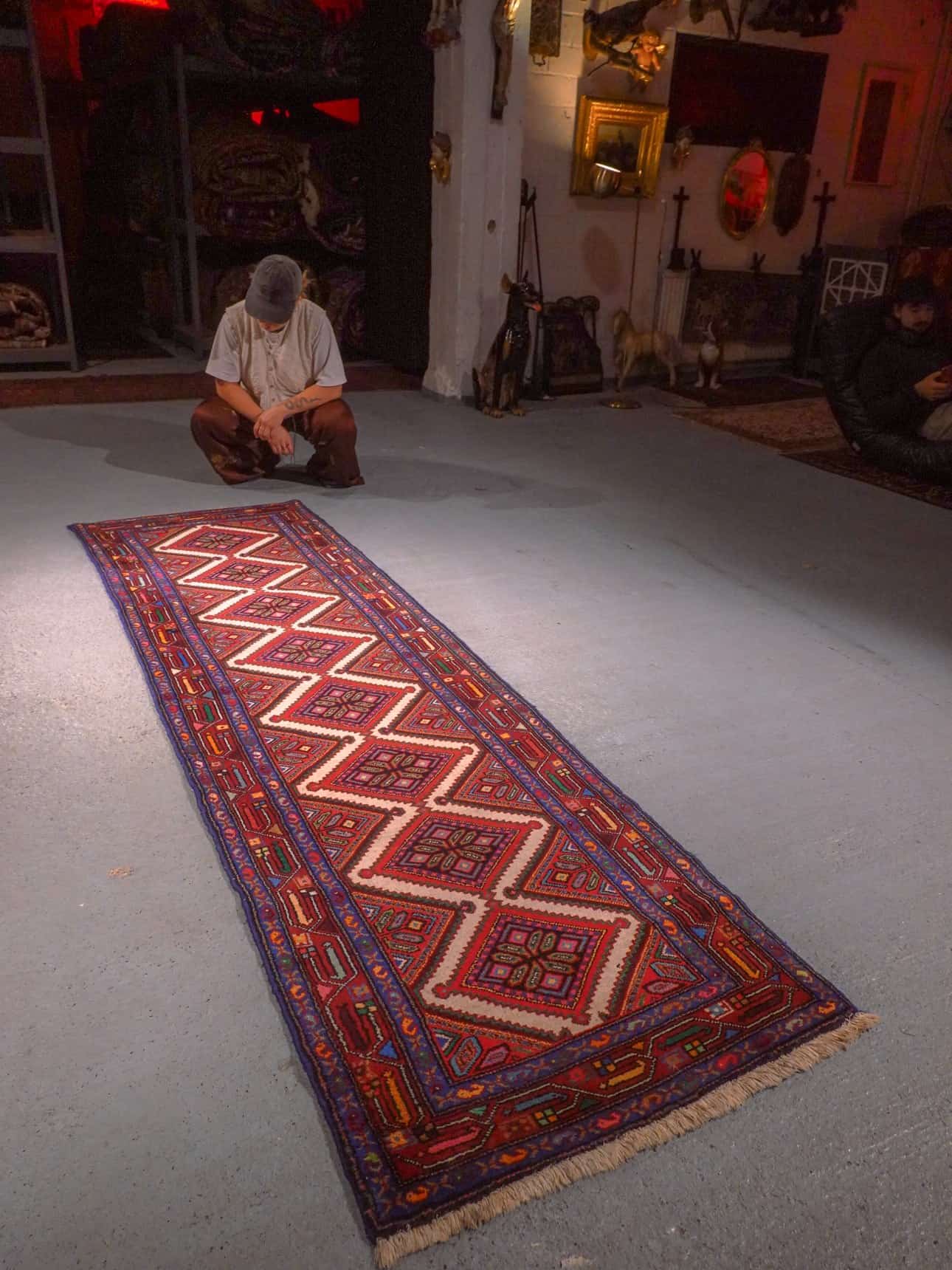 Muu käsinsolmittu Hamadan-villamatto, 280 × 80 cm