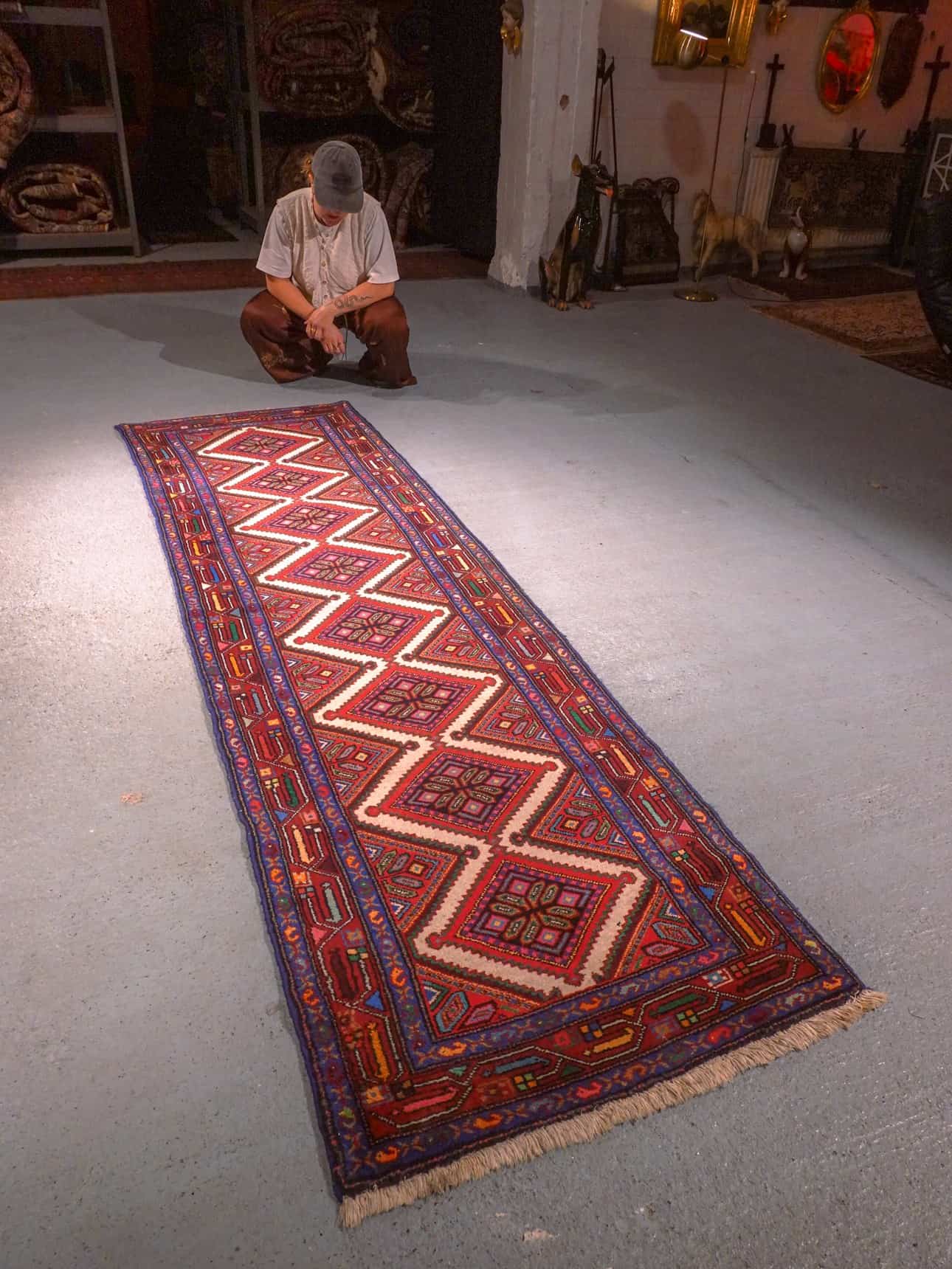 Muu käsinsolmittu Hamadan-villamatto, 280 × 80 cm