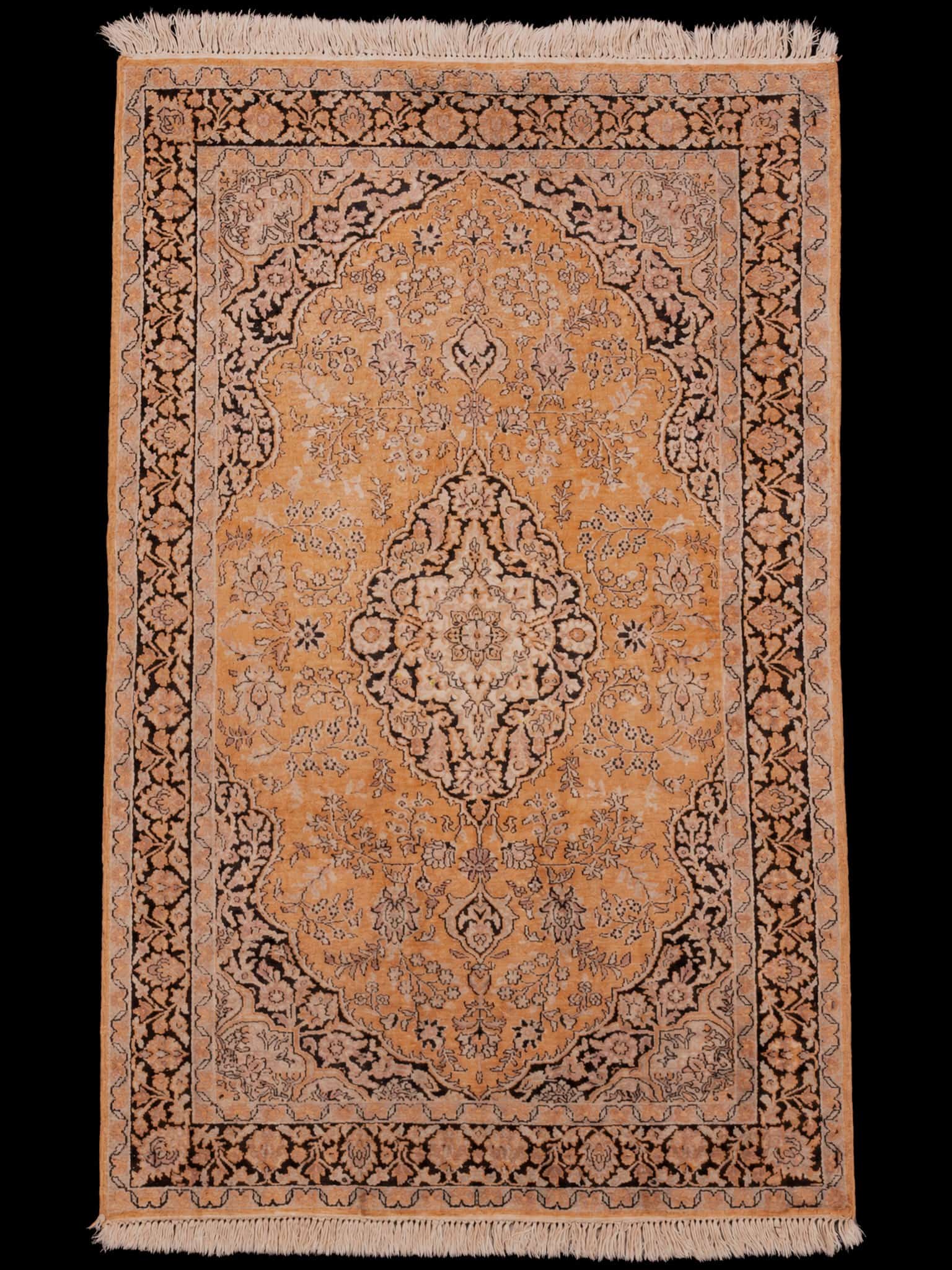 Maanläheinen käsinsolmittu Kashmir-villamatto, 186 × 122 cm