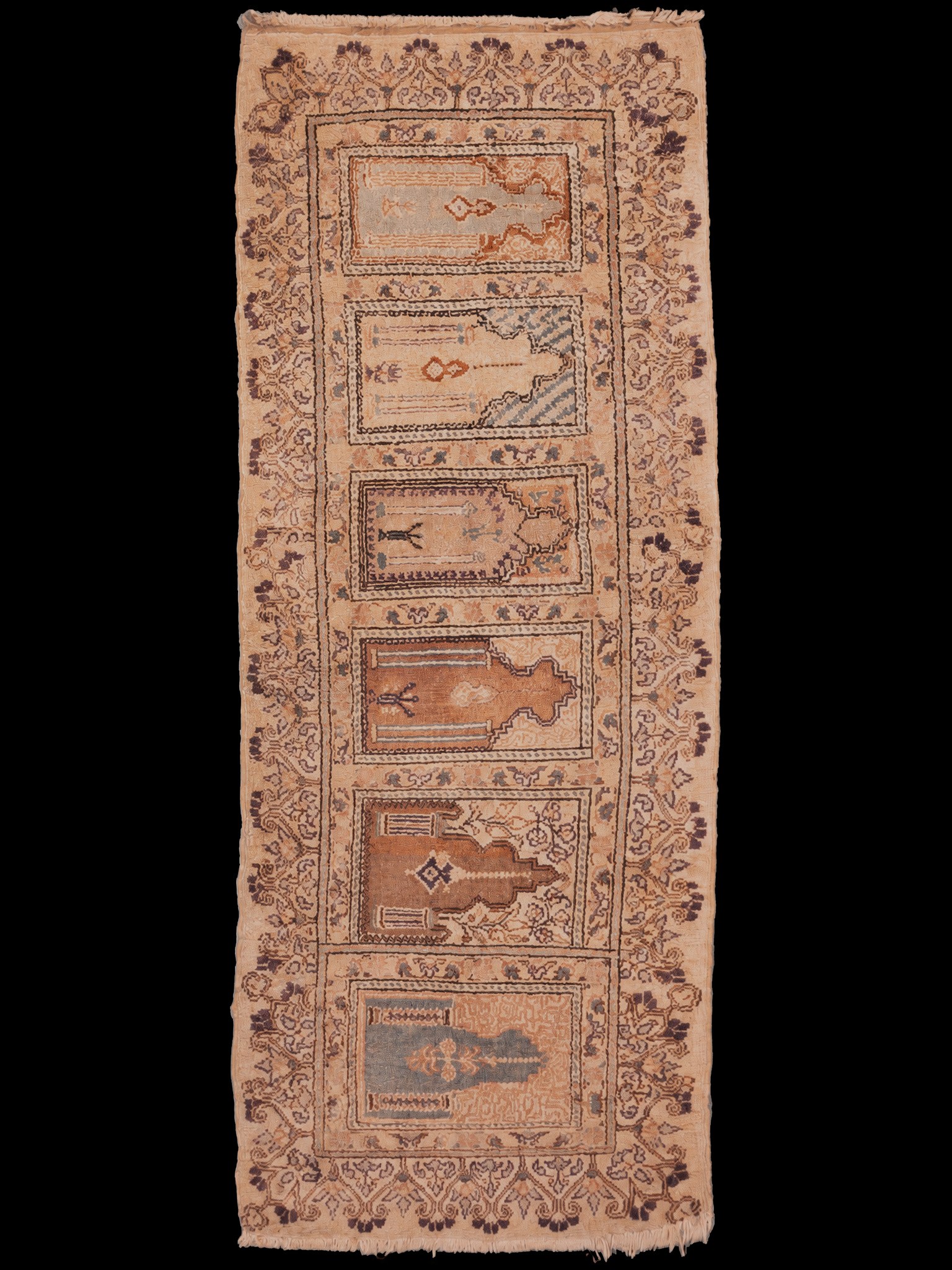 Vaalea käsinsolmittu Kayseri-villamatto, 160 × 65 cm
