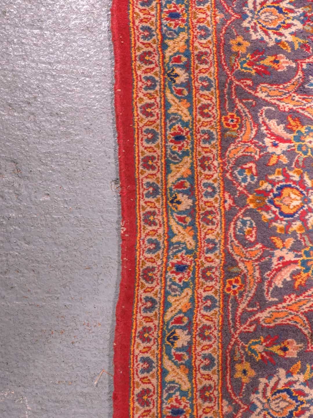 Punainen käsinsolmittu Keshan-villamatto, 350 × 250 cm
