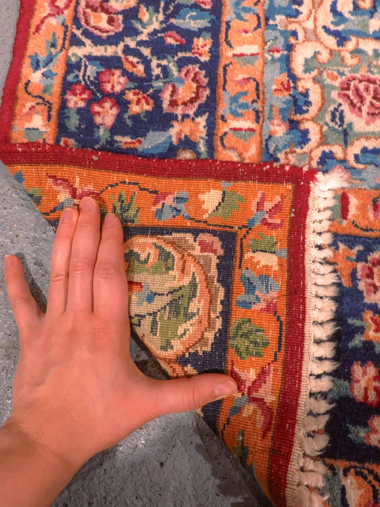 Punainen käsinsolmittu Kirman-villamatto, 225 × 138 cm