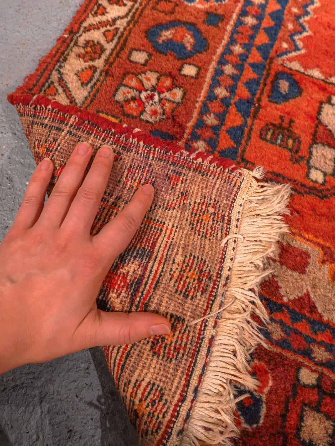 Punainen käsinsolmittu Malayer-villamatto, 260 × 131 cm