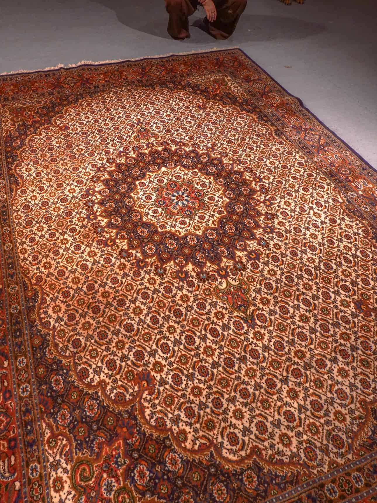 Maanläheinen käsinsolmittu Moud-villamatto, 300 × 205 cm
