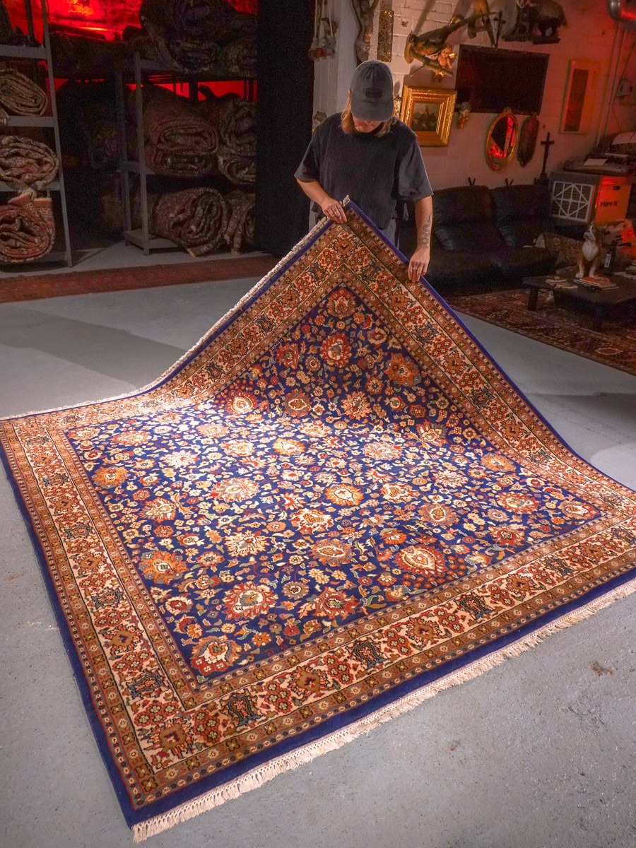 Maanläheinen käsinsolmittu Tabriz-villamatto, 210 × 216 cm