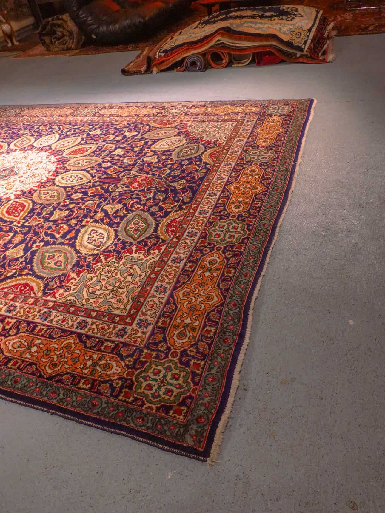 Maanläheinen käsinsolmittu Tabriz-villamatto, 347 × 257 cm
