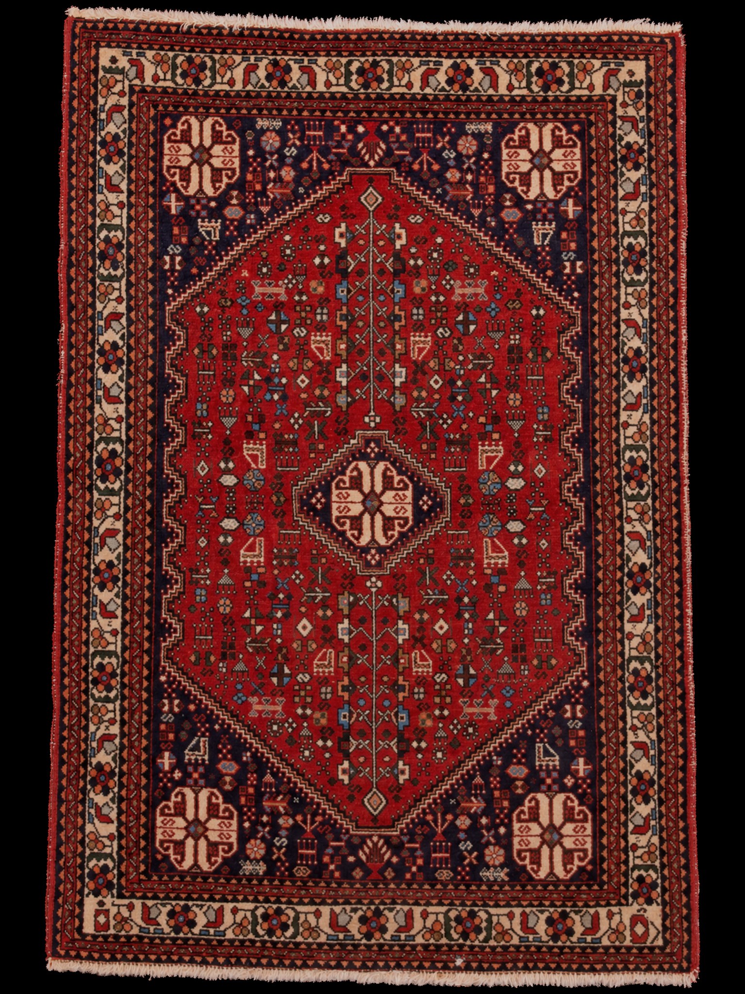 Punainen käsinsolmittu Abadeh-villamatto, 157 × 108 cm