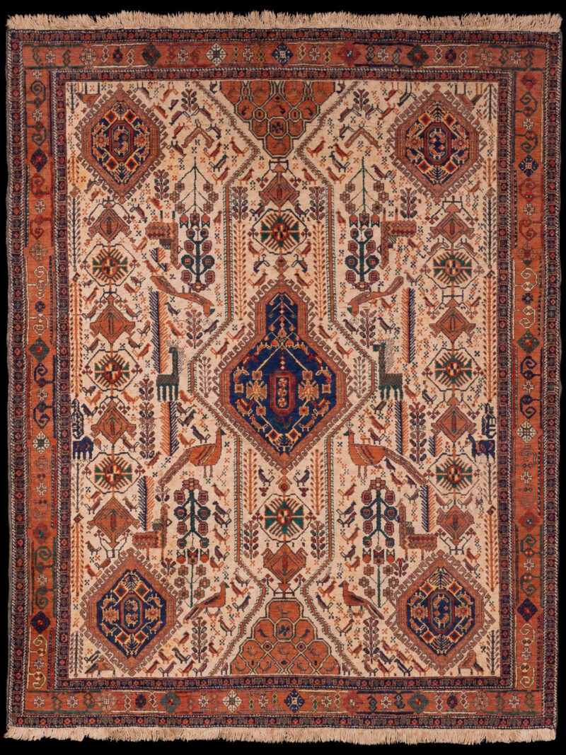 Maanläheinen käsinsolmittu Afshar-villamatto, 193 × 158 cm