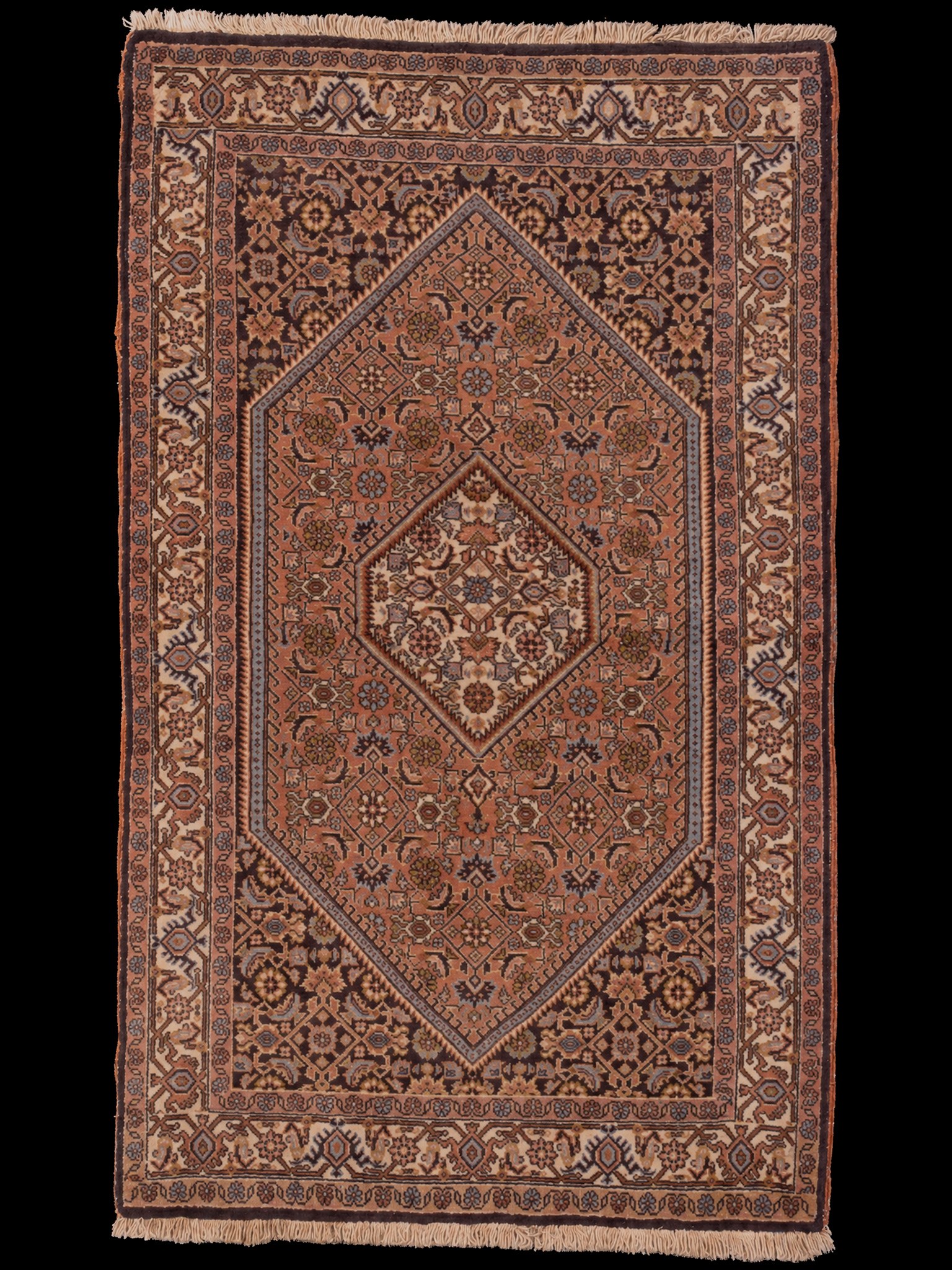 Maanläheinen käsinsolmittu Bijar-villamatto, 144 × 84 cm