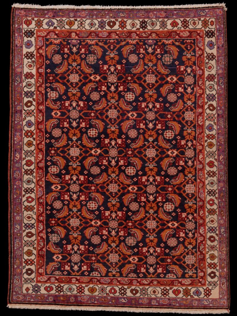 Punainen käsinsolmittu Bijar-villamatto, 146 × 109 cm