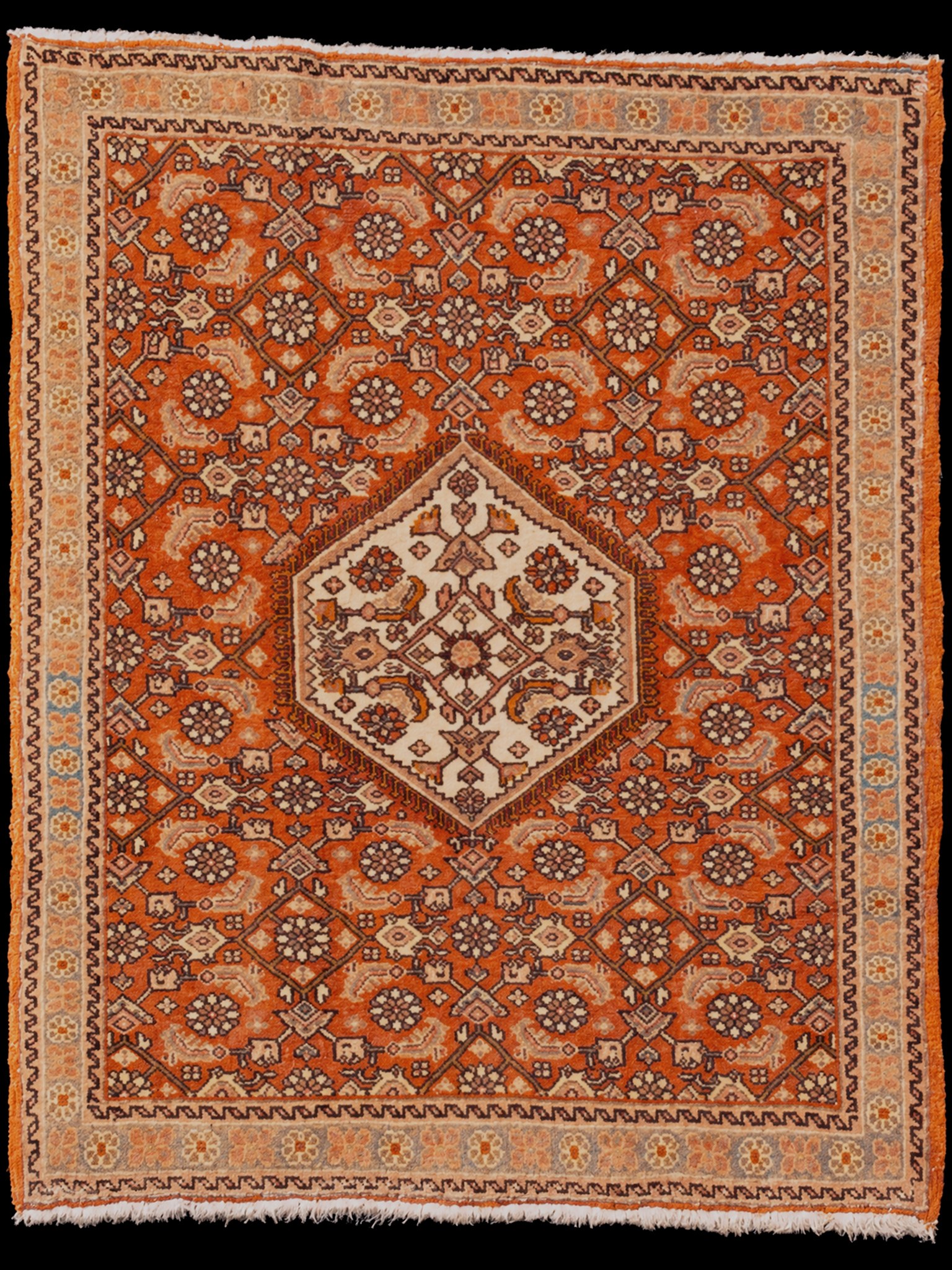 Maanläheinen käsinsolmittu Bijar-villamatto, 82 × 73 cm