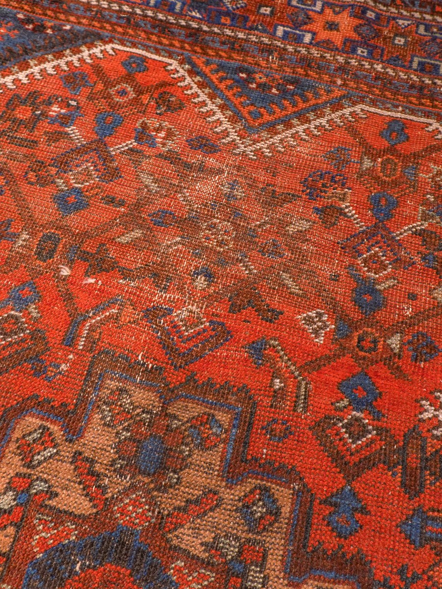 Punainen käsinsolmittu Gasghai-villamatto, 164 × 128 cm