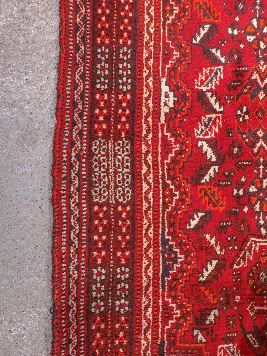 Punainen käsinsolmittu Gasghai-villamatto, 276 × 171 cm