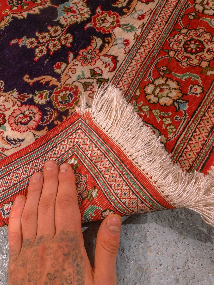 Muu käsinsolmittu Ghom-silkkimatto, 122 × 78 cm
