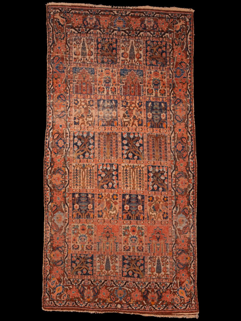 Maanläheinen käsinsolmittu Bahtijaari-villamatto, 306 × 151 cm