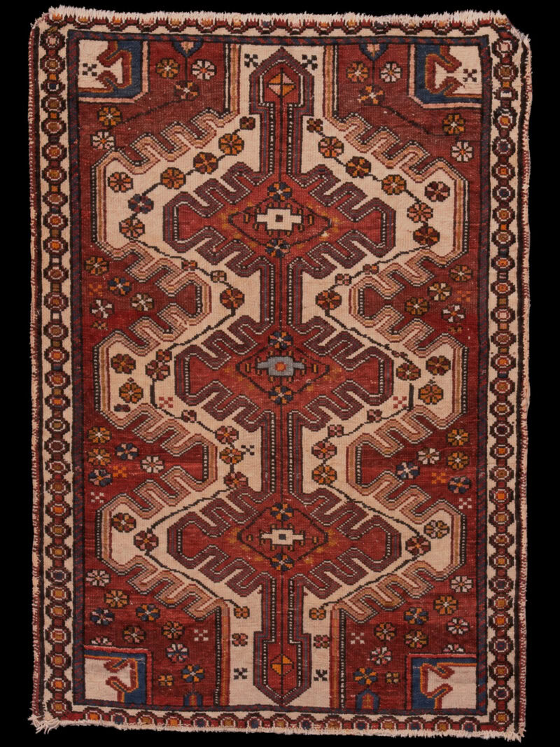 Maanläheinen käsinsolmittu Hamadan-villamatto, 106 × 80 cm