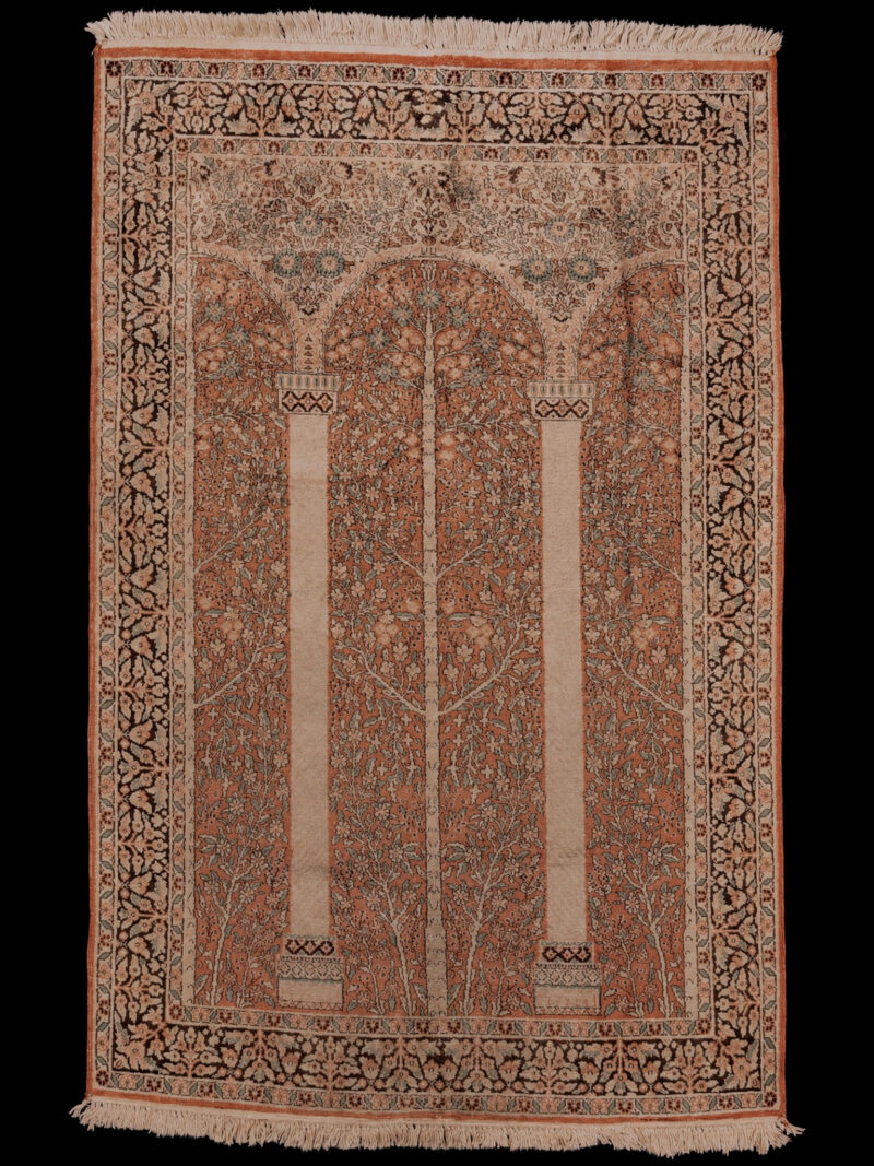 Maanläheinen käsinsolmittu Kashmir-silkkimatto, 197 × 127 cm