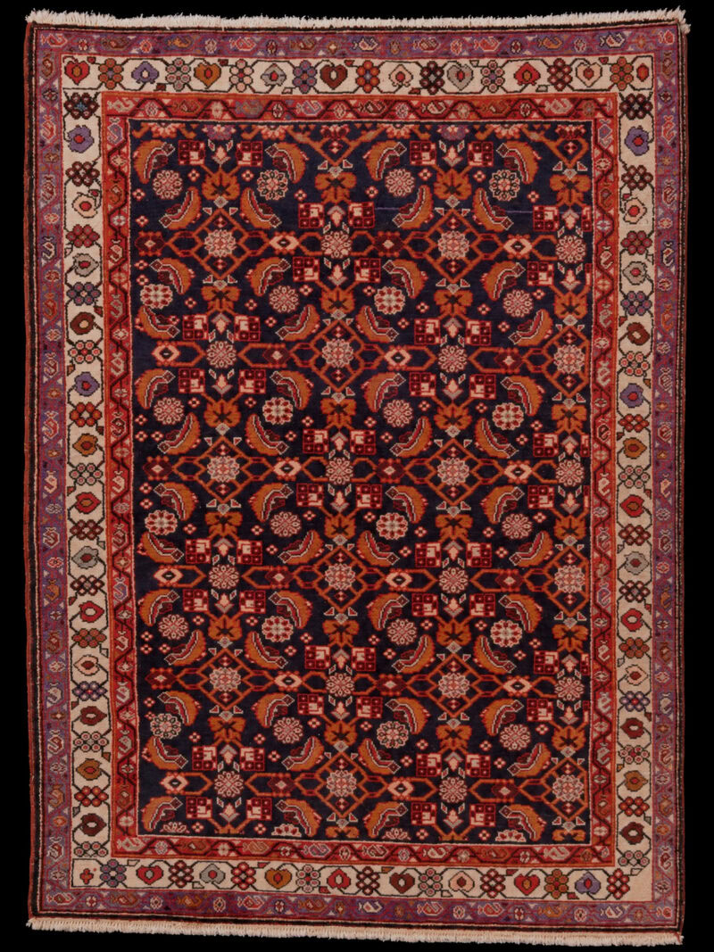 Punainen käsinsolmittu Bijar-villamatto, 146 × 109 cm